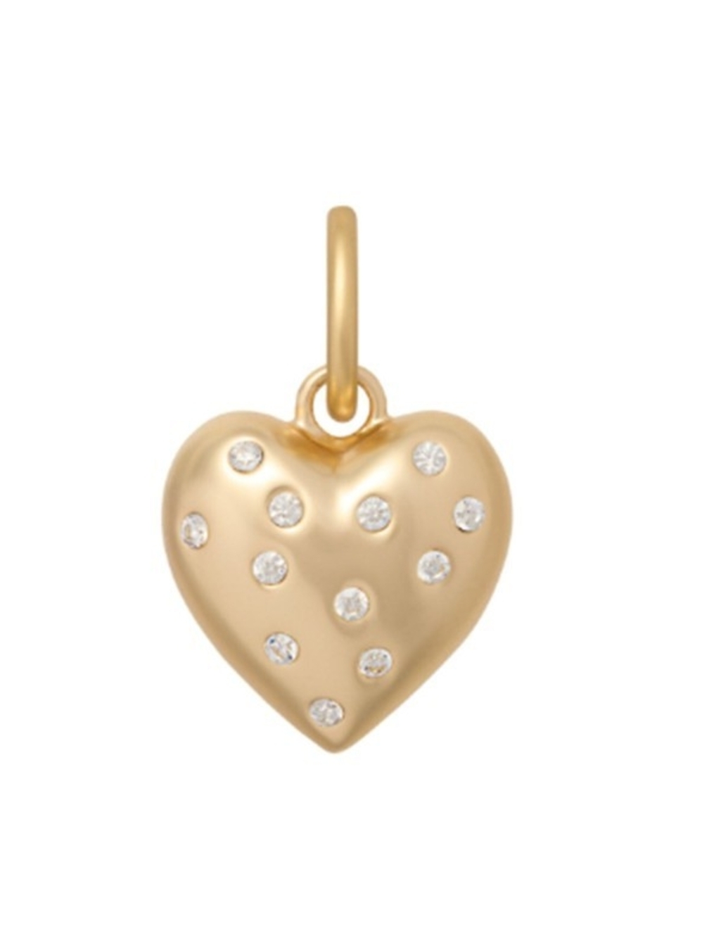 Gold Heart Pendant Charm with Crystal Accents